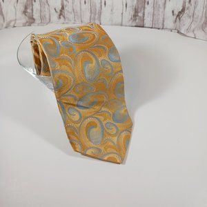 Nubio Collezione Esclusivo Men's Silk Tie Yellow Gold Blue Swirls